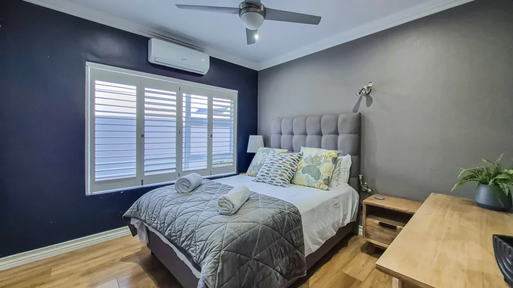 Bedroom interior at the Knusrus coastal residence